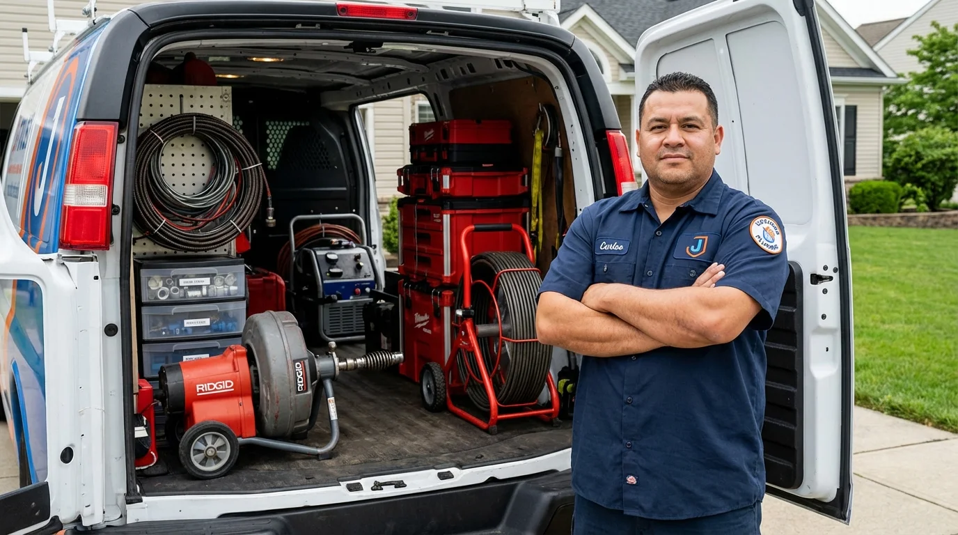 Professional drain cleaning equipment and Johns Plumbing LLC plumber in Mars Hill