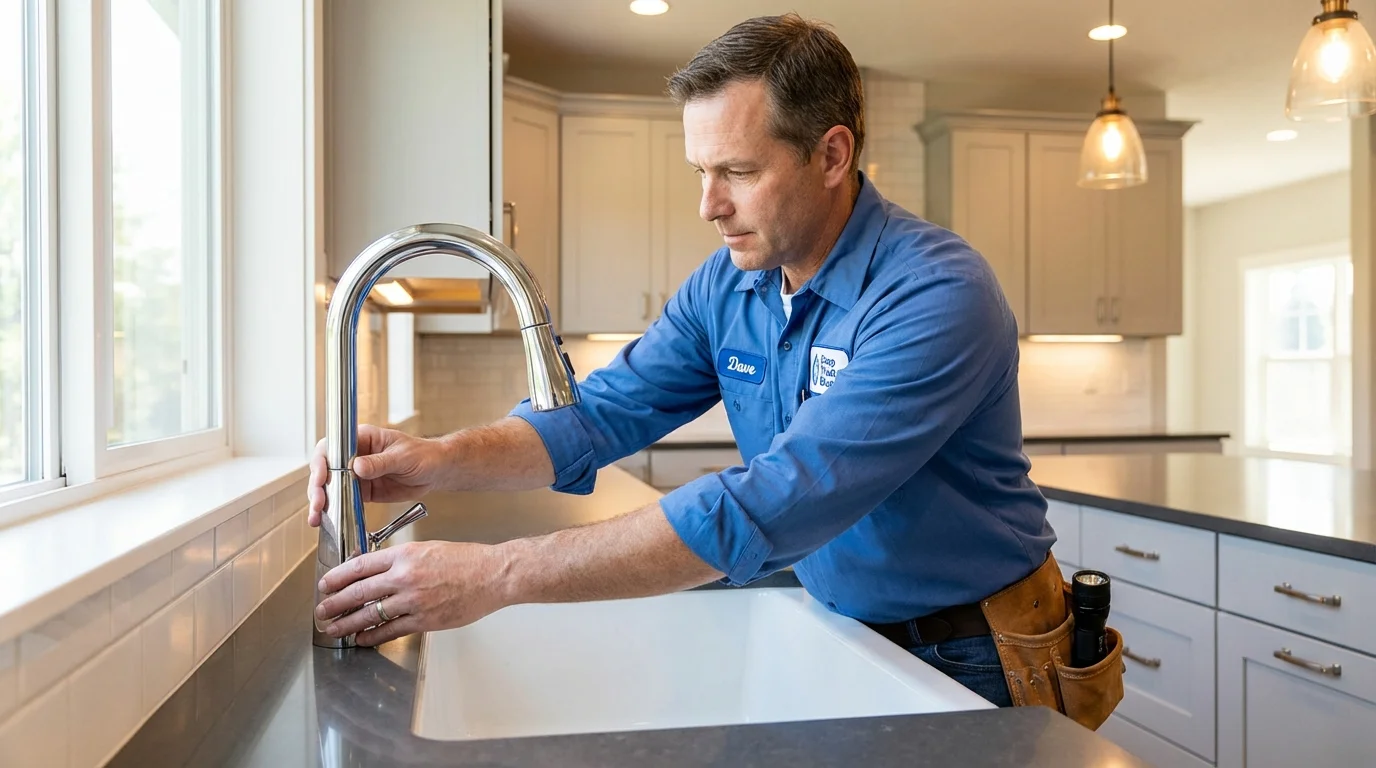 Kitchen faucet installation by Johns Plumbing LLC in Mars Hill