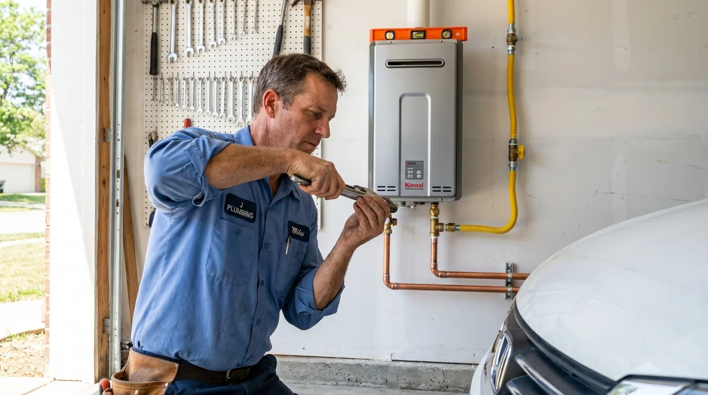 Tankless water heater installation by a Johns Plumbing LLC plumber in Mars Hill
